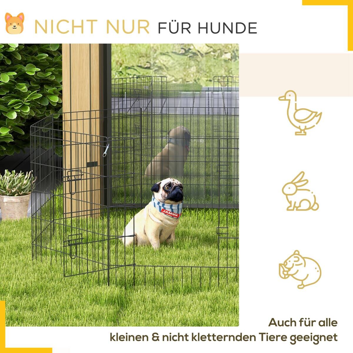 PawHut Welpenauslauf schwarz Metall B/H/L: ca. 4x76x61 cm