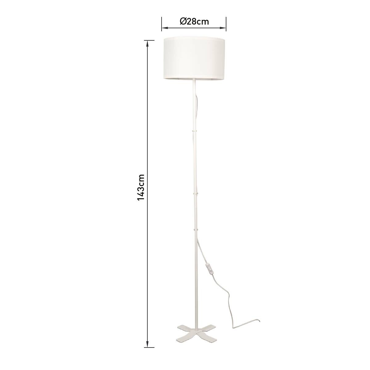 POCOline Stehlampe Zero weiß Metall Kunststoff H/D: ca. 143x28 cm E27 1 Brennstellen