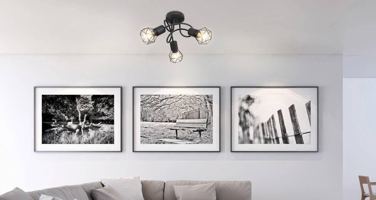 GLOBO Deckenleuchte Xara schwarz Metall H/D: ca. 20x36 cm E14 3 Brennstellen