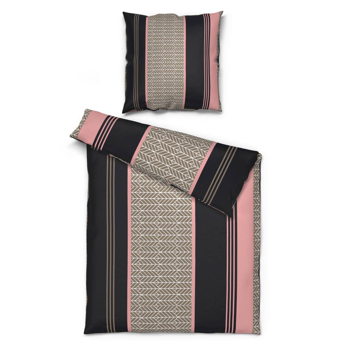 Microfaser Bettwäsche grau rosé 100% Polyester B/L: ca. 135x200 cm