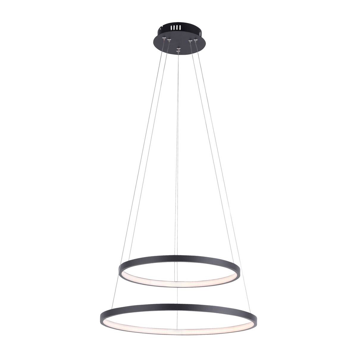 Just Light LED-Pendelleuchte CIRCLE 11525-13 weiß anthrazit Metall Kunststoff H/D: ca. 120x50 cm 2 Brennstellen
