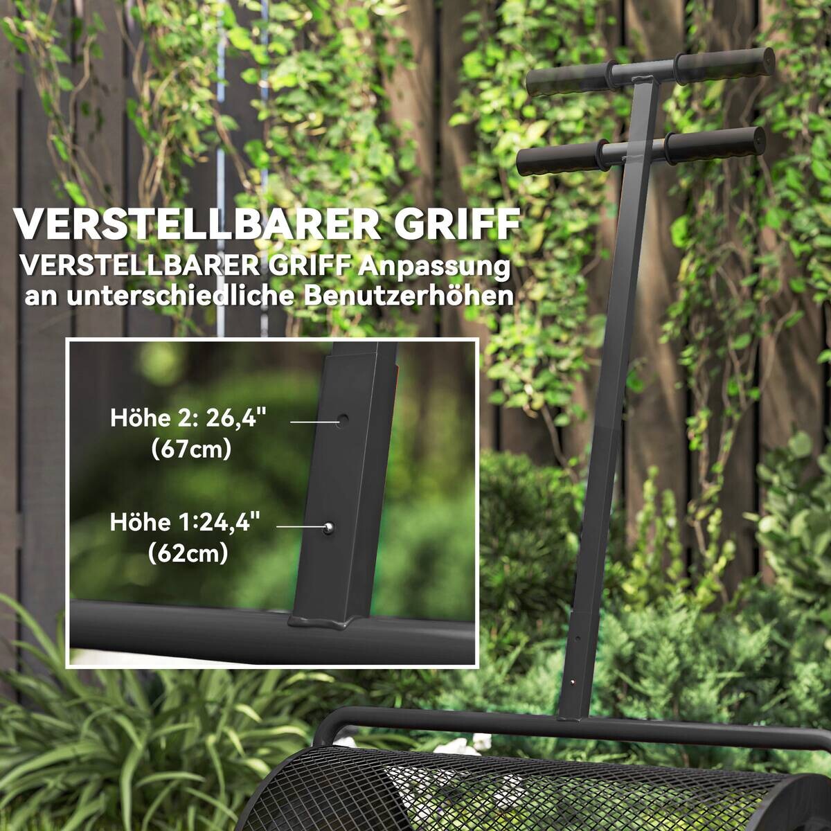 Outsunny Kompoststreuer schwarz B/H/T/L: ca. 40x112x40x70 cm