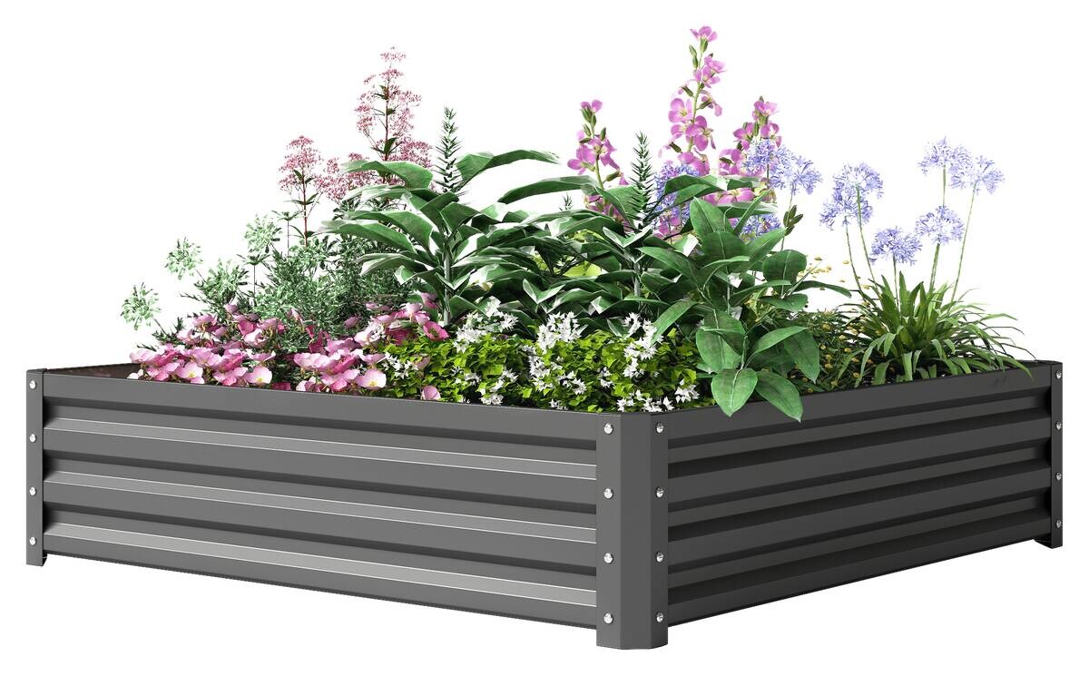 Outsunny Hochbeet hellgrau B/H/L: ca. 120x30x120 cm