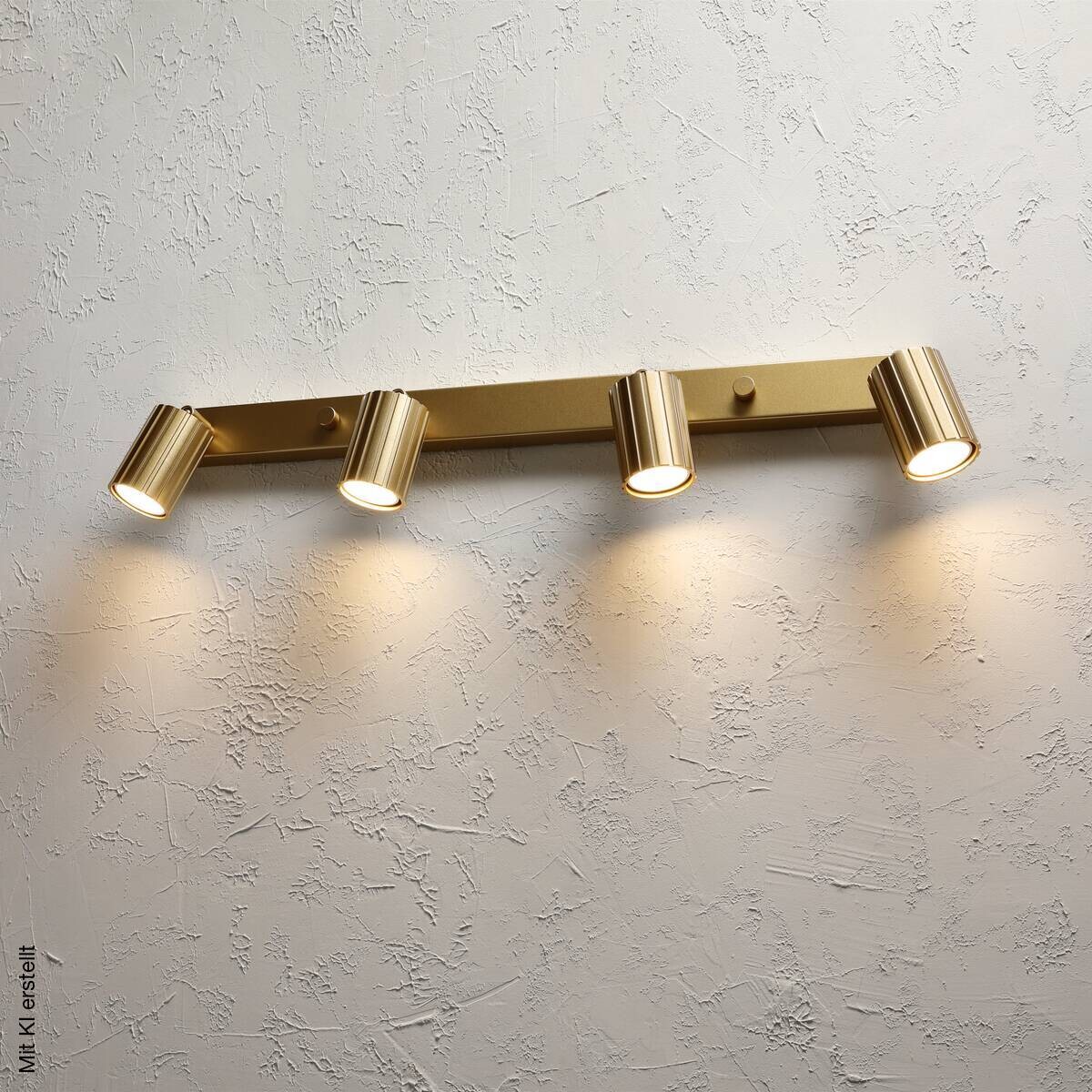 Lamkur Strahler Prisma gold Stahl B/H/L: ca. 6,5x16,5x81 cm 4 Brennstellen