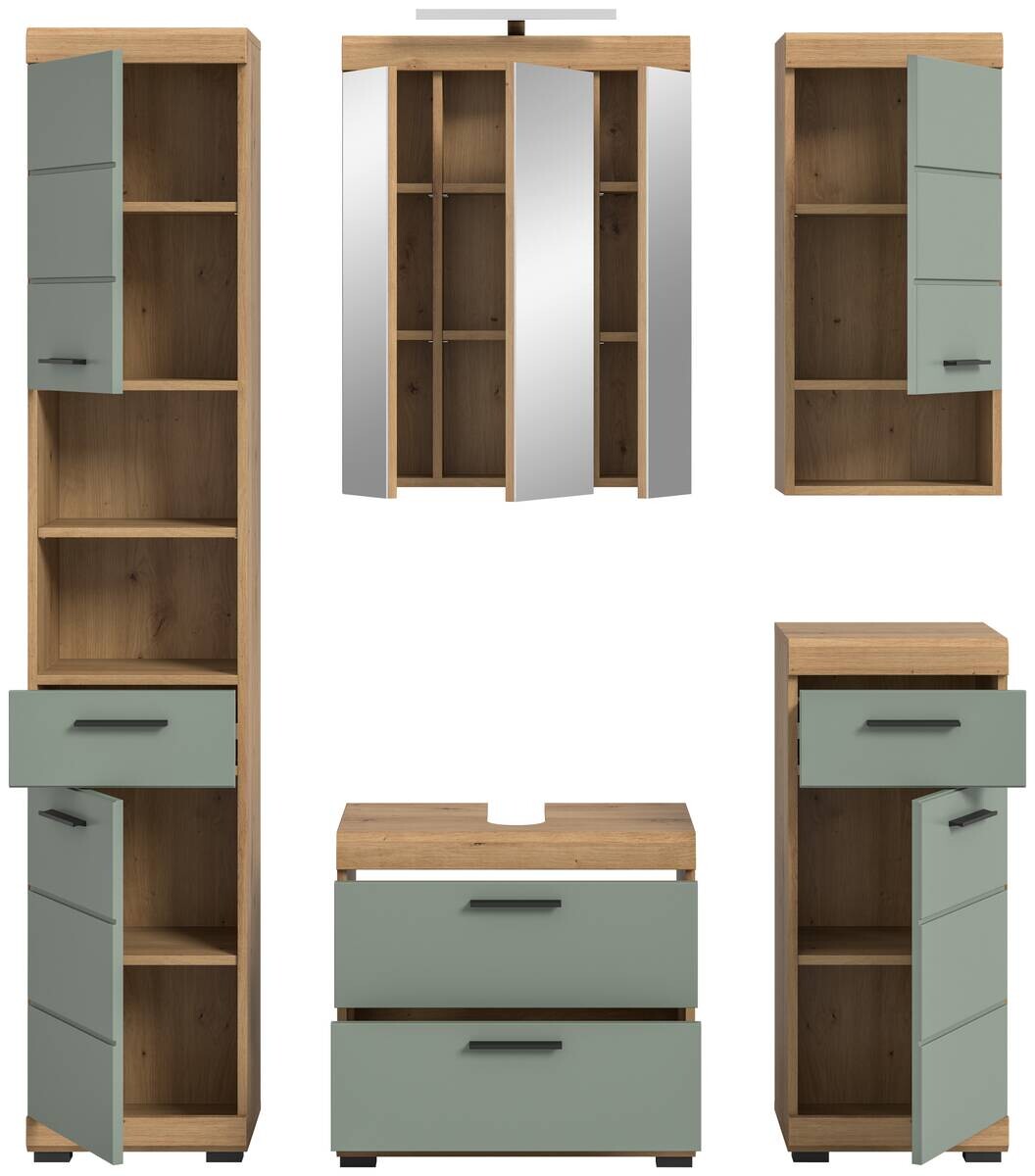 Badezimmer-Set Scout Eiche Artisan Nachbildung salbei Nachbildung B/H/T: ca. 164x191x37 cm