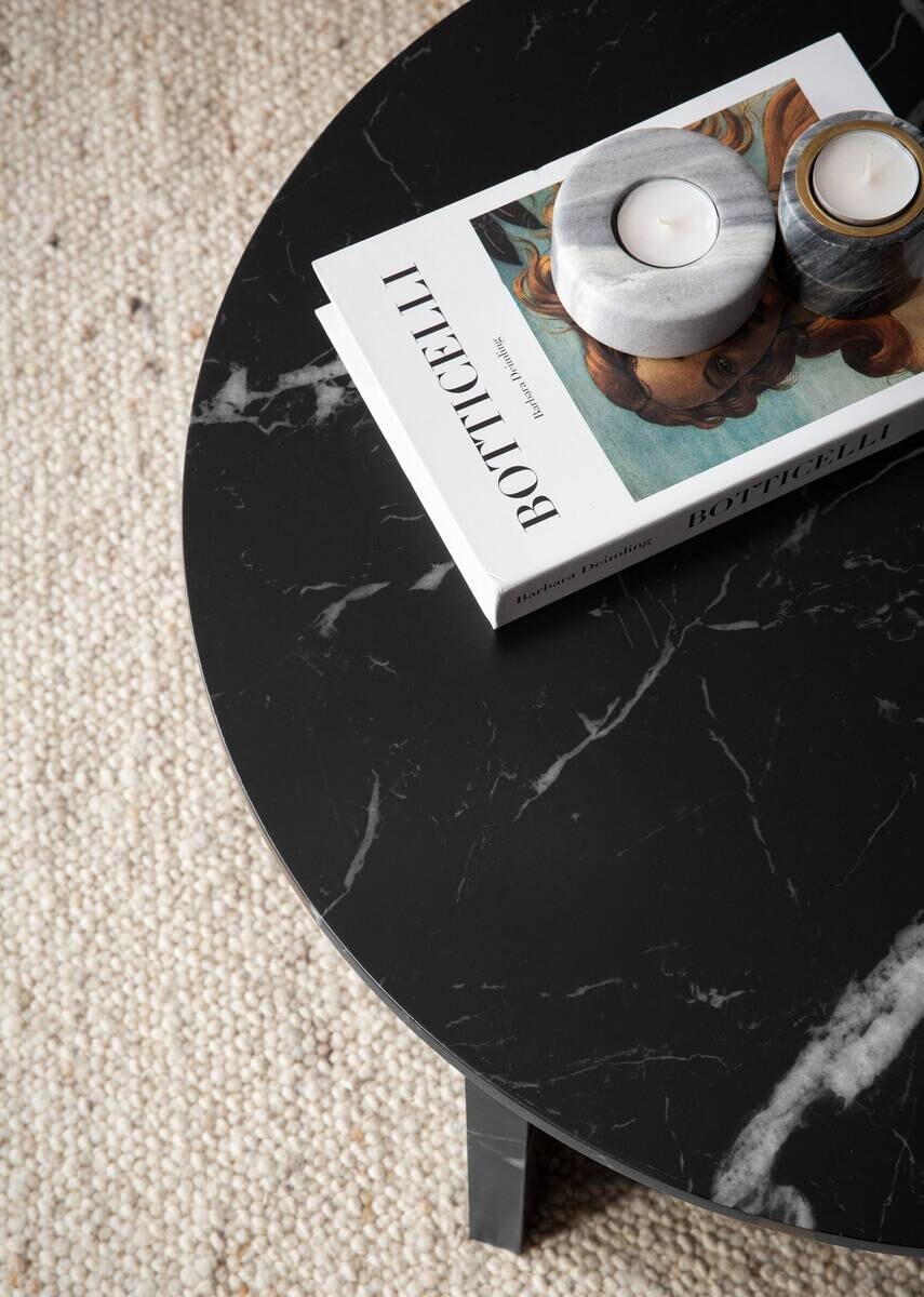 Wohnling Couchtisch schwarz Marmor B/H/T: ca. 60x33x60 cm