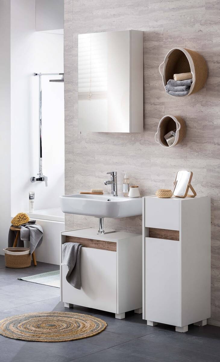 Waschbeckenunterschrank Cosmo perlweiß Optik B/H/T: ca. 41,8x54,6x33 cm