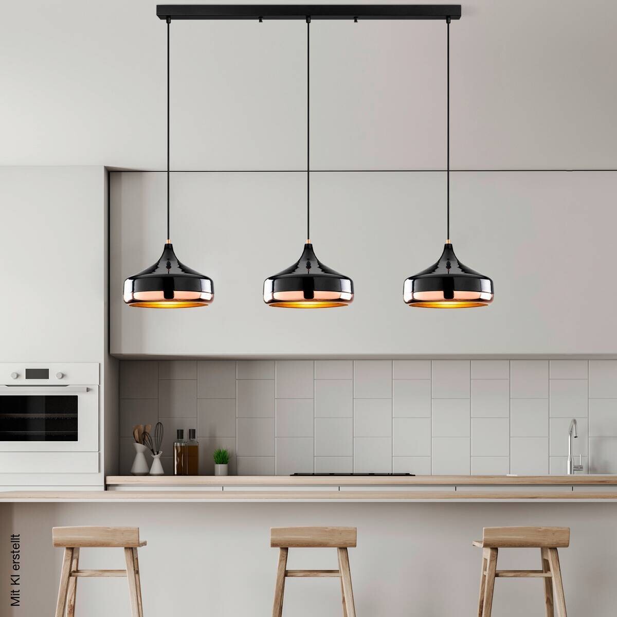 Opviq Pendelleuchte Yldo schwarz B/H/T/L: ca. 146x122x36x146 cm E27 3 Brennstellen