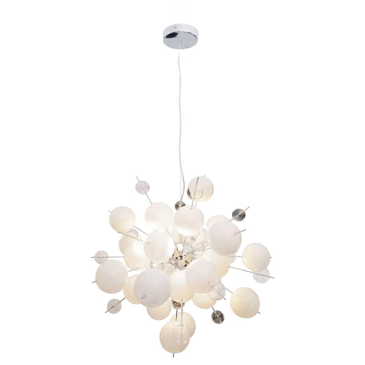 Näve Leuchten Pendelleuchte 7026423 weiß Metall Glas B/H/T: ca. 65x150x65 cm G9 10 Brennstellen