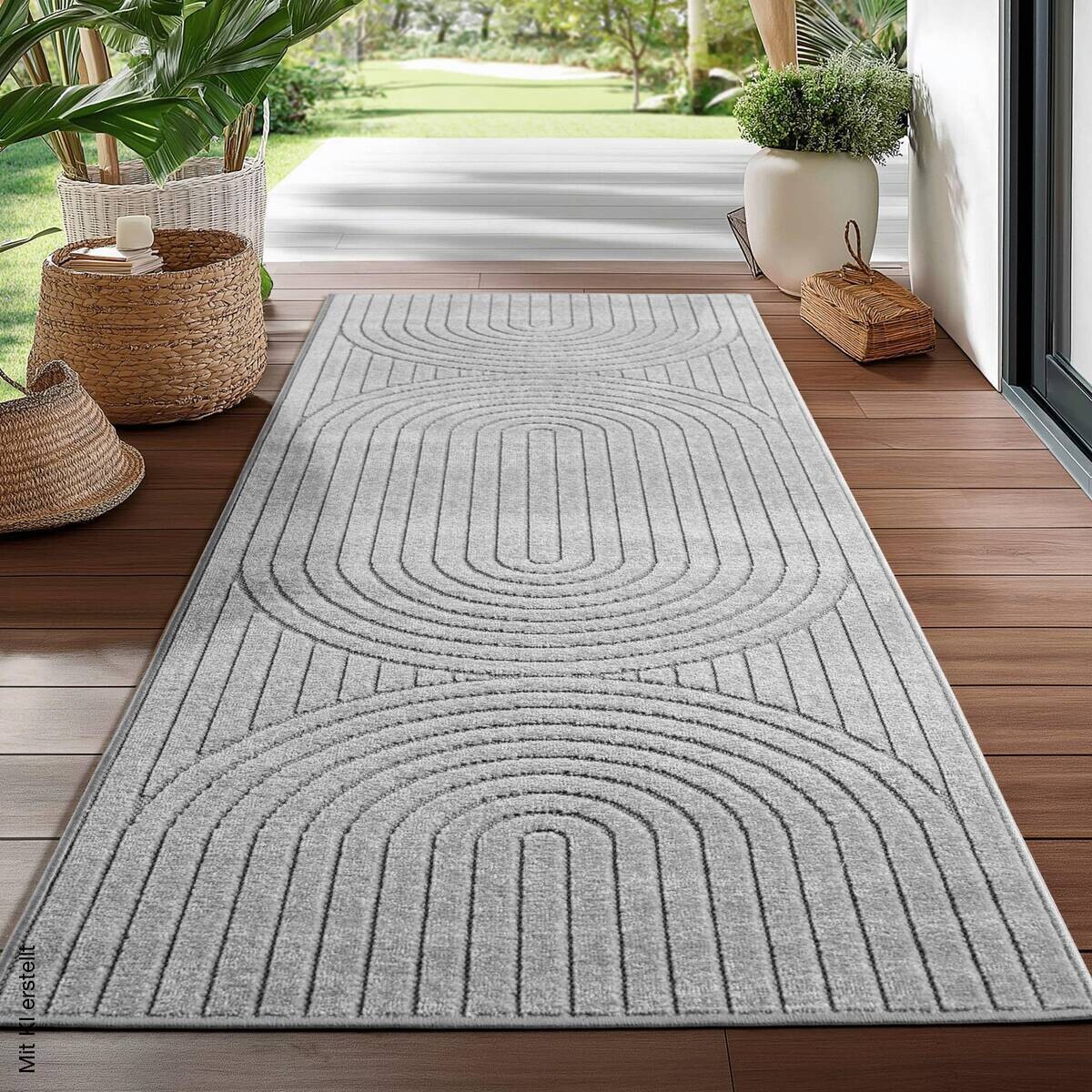 Ayyildiz In-/Outdoor-Teppich NOVA silber B/L: ca. 80x250 cm