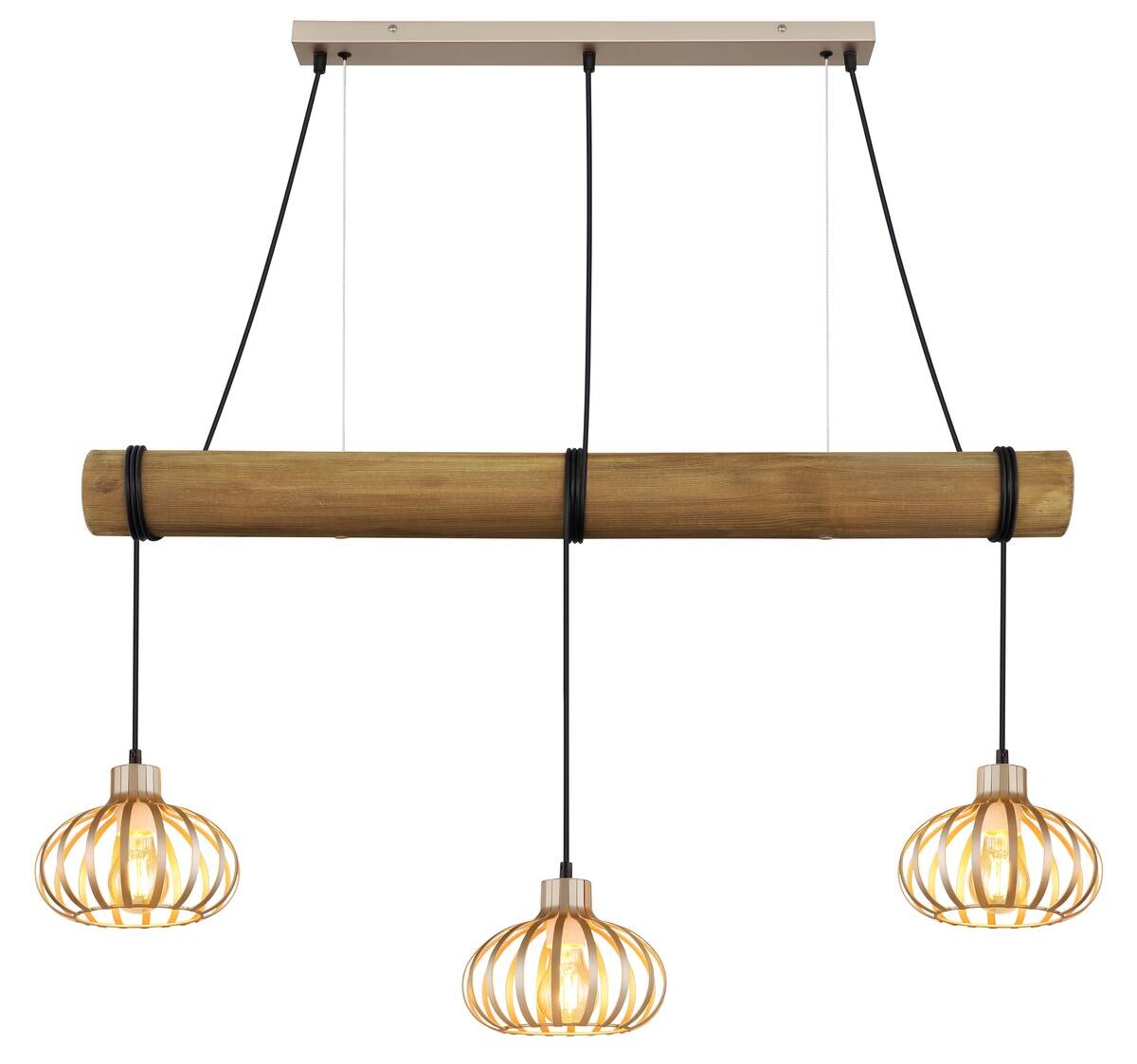 GLOBO Pendelleuchte CALDWELL Cappuccino Metall B/H/T: ca. 2x150x1 cm E27 3 Brennstellen