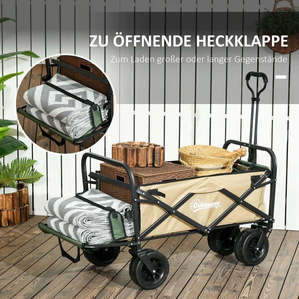 Outsunny Bollerwagen khaki B/H/L: ca. 57x94x100 cm