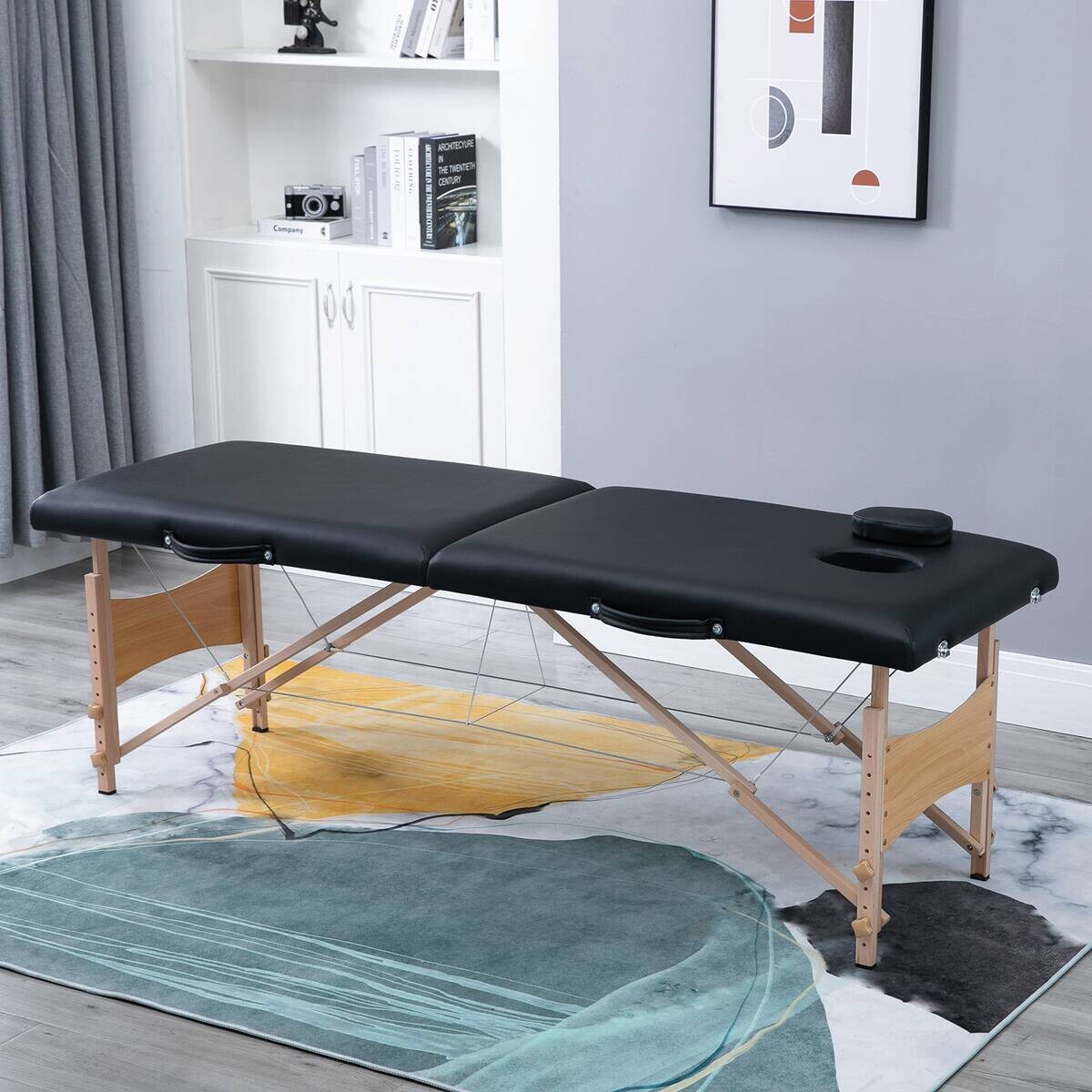 HOMCOM Massageliege schwarz Holz B/H/L: ca. 60x186x58 cm
