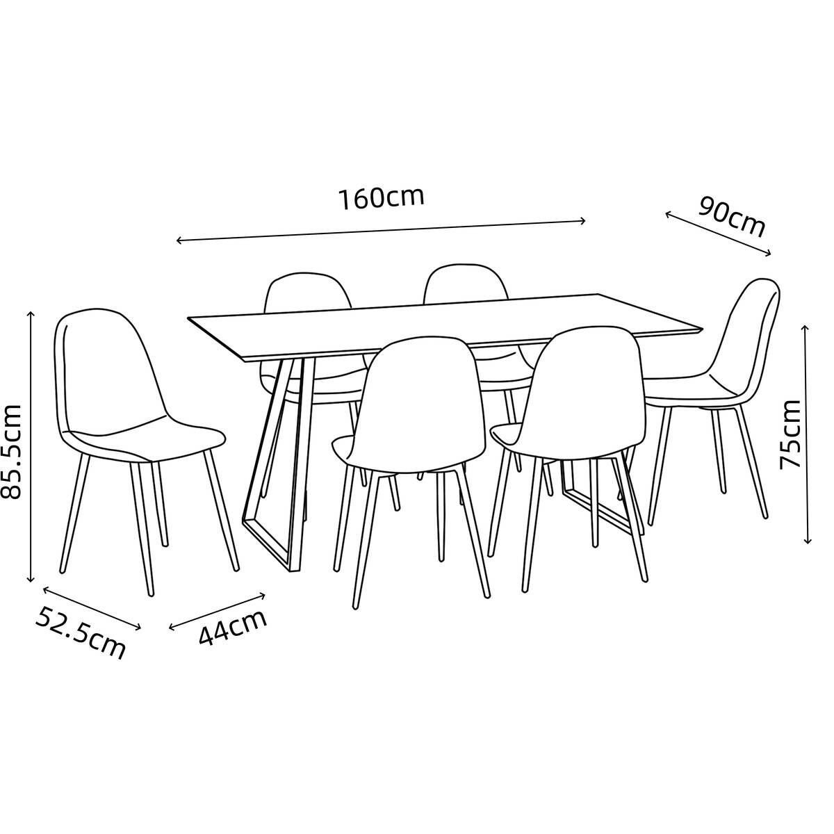 Tischgruppe Orlando Beton Optik grau B/H/T: ca. 160x75x90 cm