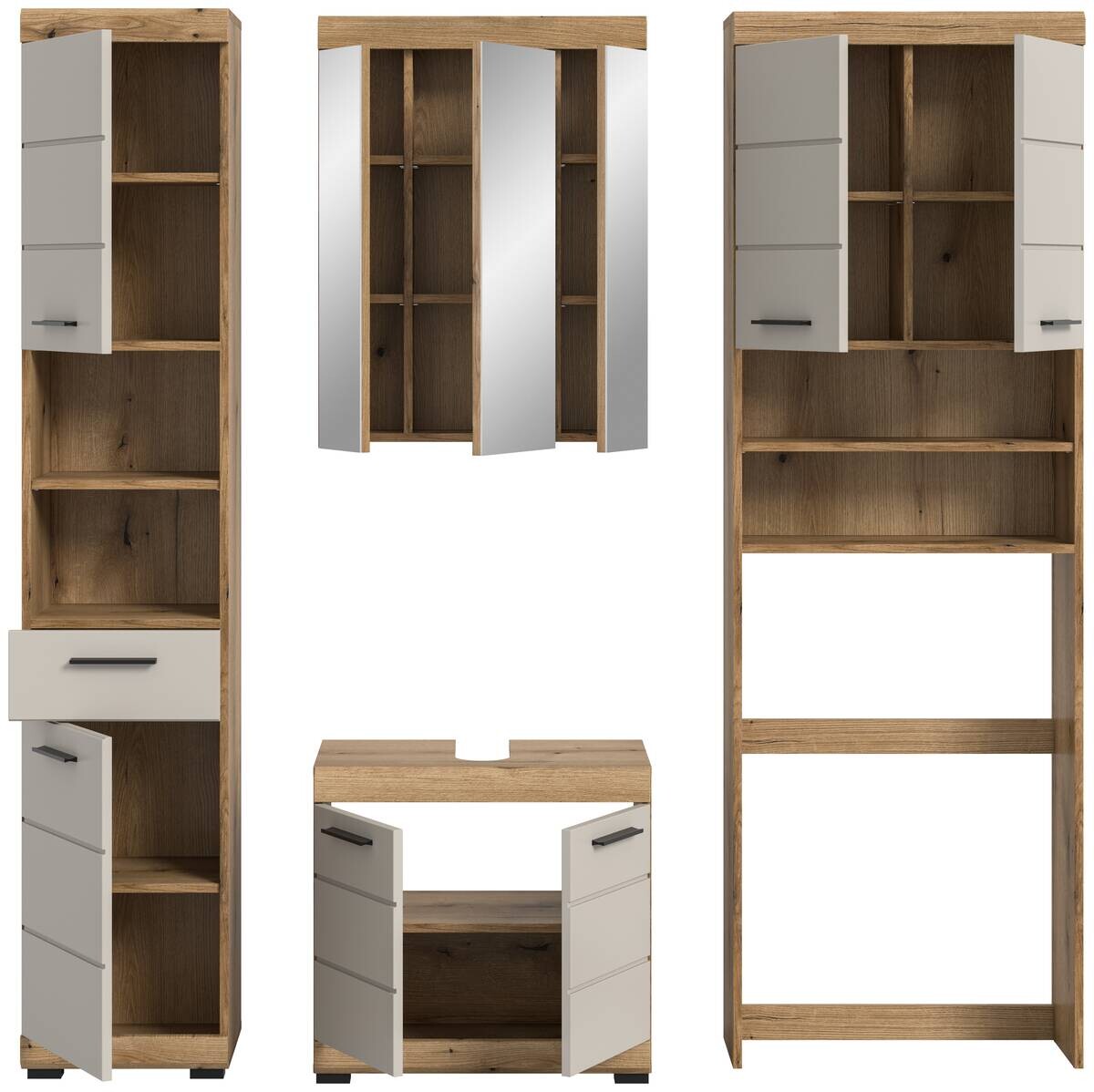 Badezimmer-Set Scout Evoke Oak Nachbildung Kaschmirgrau Nachbildung B/H/T: ca. 190x191x34 cm
