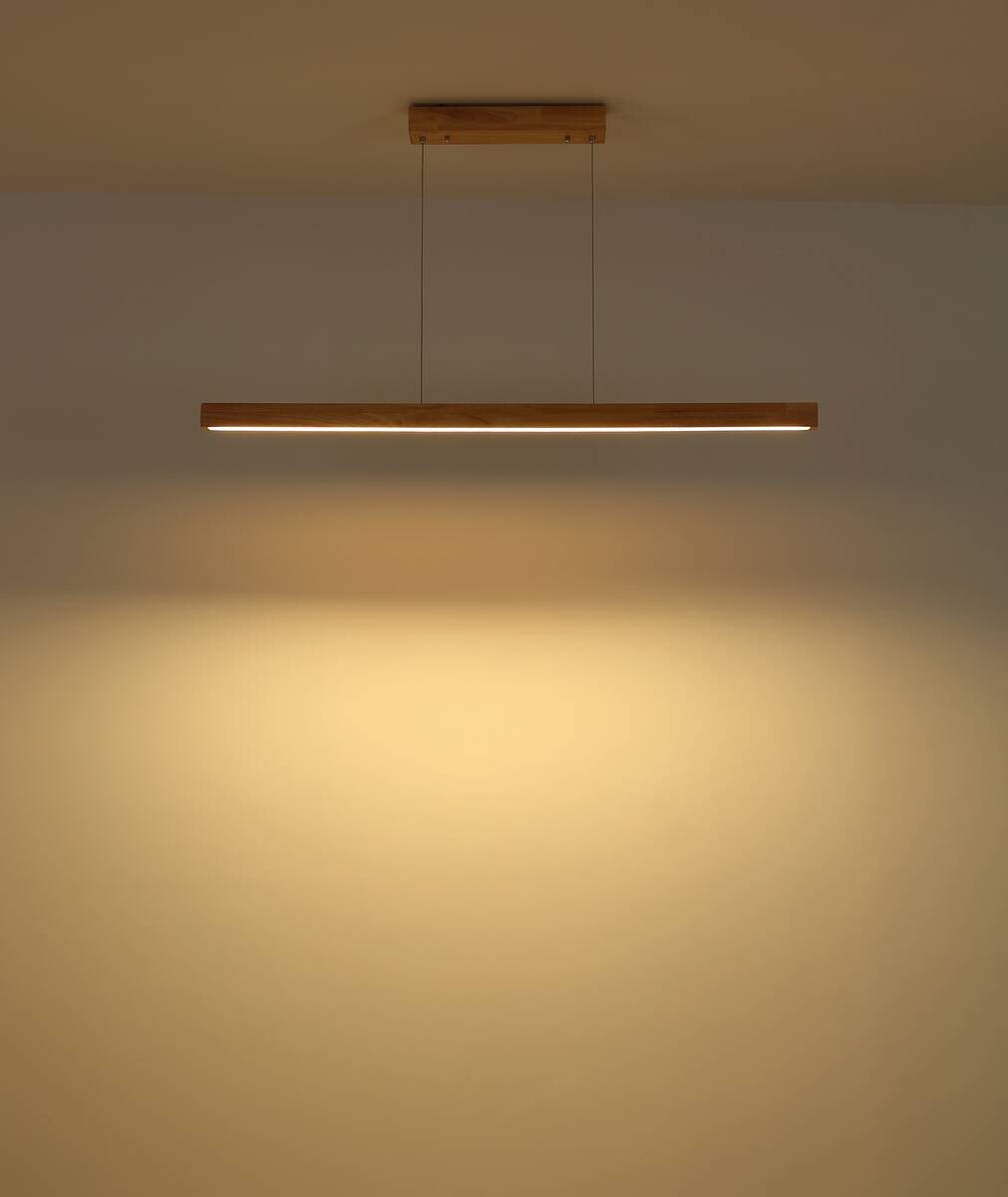 GLOBO LED-Pendelleuchte TERAO natur Holz B/H/T: ca. 6,5x140x14 cm 1 Brennstellen