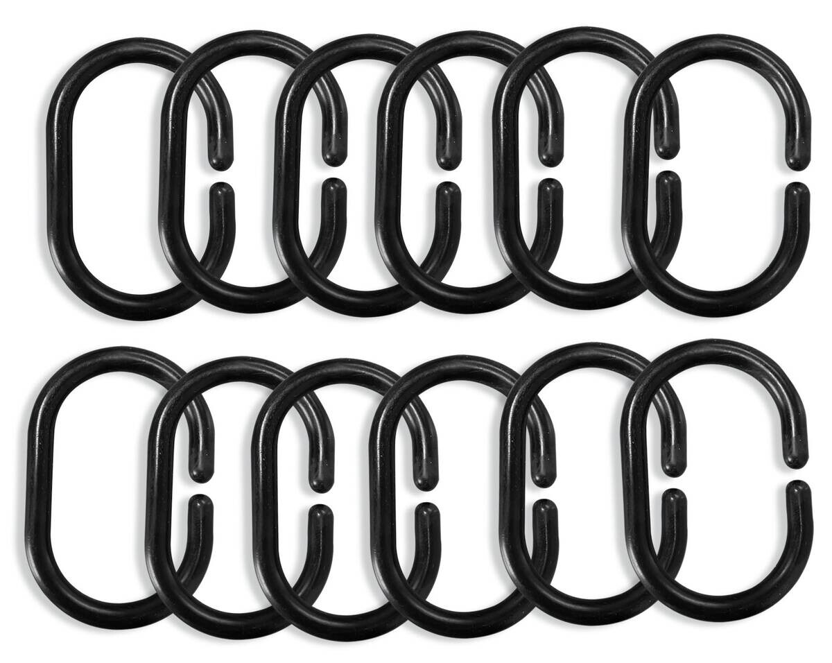 Duschringe schwarz Kunststoff 12er Pack