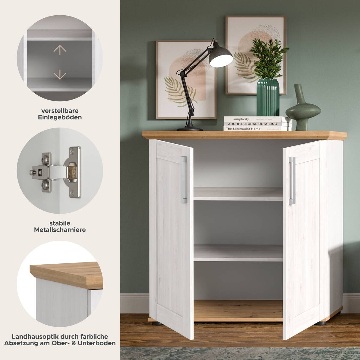 Kommode Verona Sibiu Lärche Nachbildung Eiche Artisan Nachbildung B/H/T: ca. 95x92x39 cm