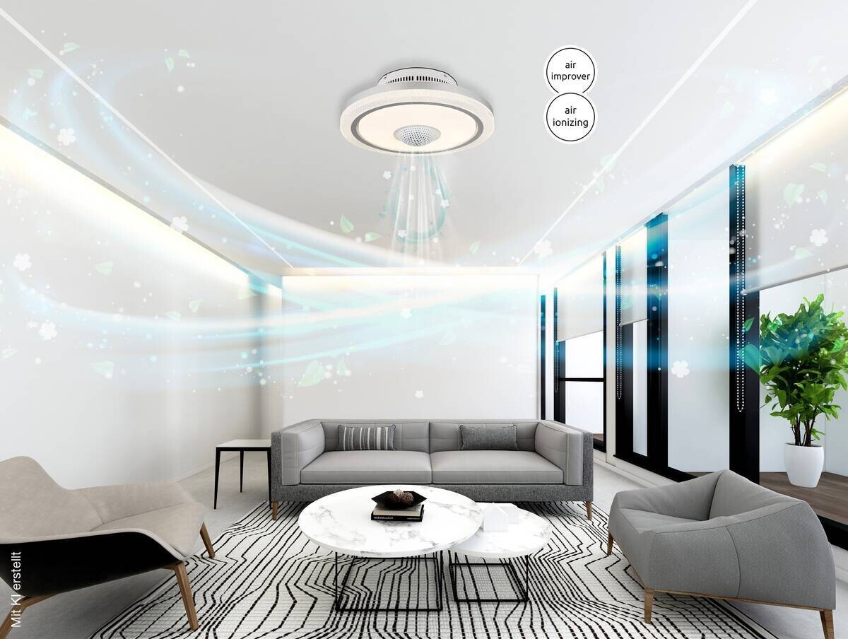 GLOBO LED-Deckenventilator weiß Aluminium Acryl Metall B/H/D: ca. 55x21x55 cm 1 Brennstellen