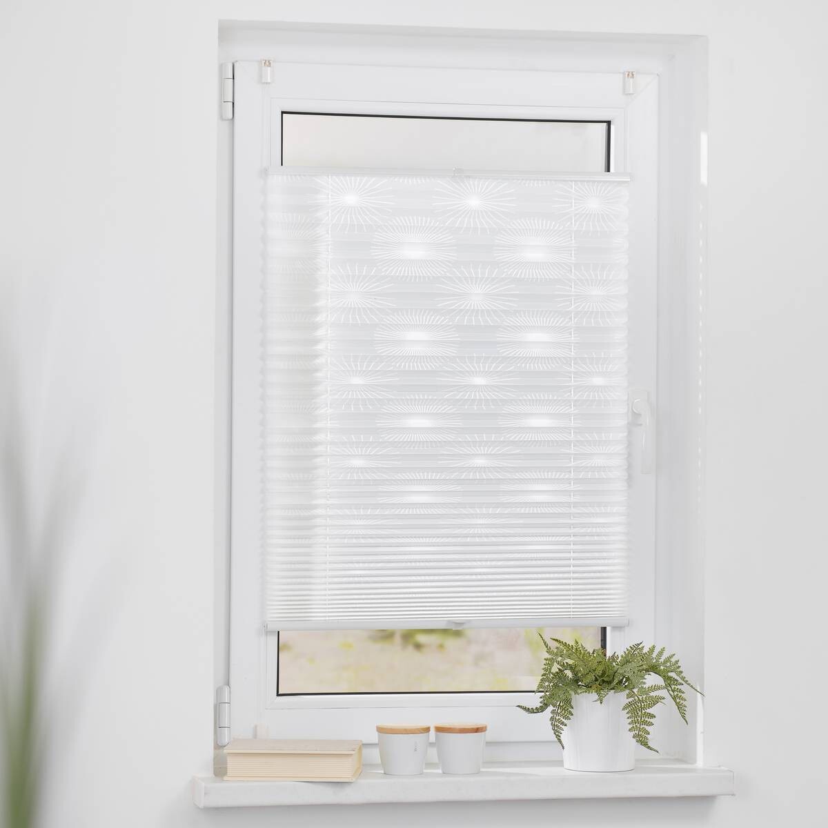 LICHTBLICK Spannplissee Sonne weiß B/L: ca. 120x130 cm