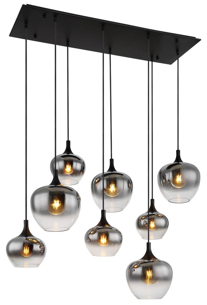 GLOBO Pendelleuchte Maxy schwarz Metall B/H/T: ca. 45x120x105 cm E27 8 Brennstellen