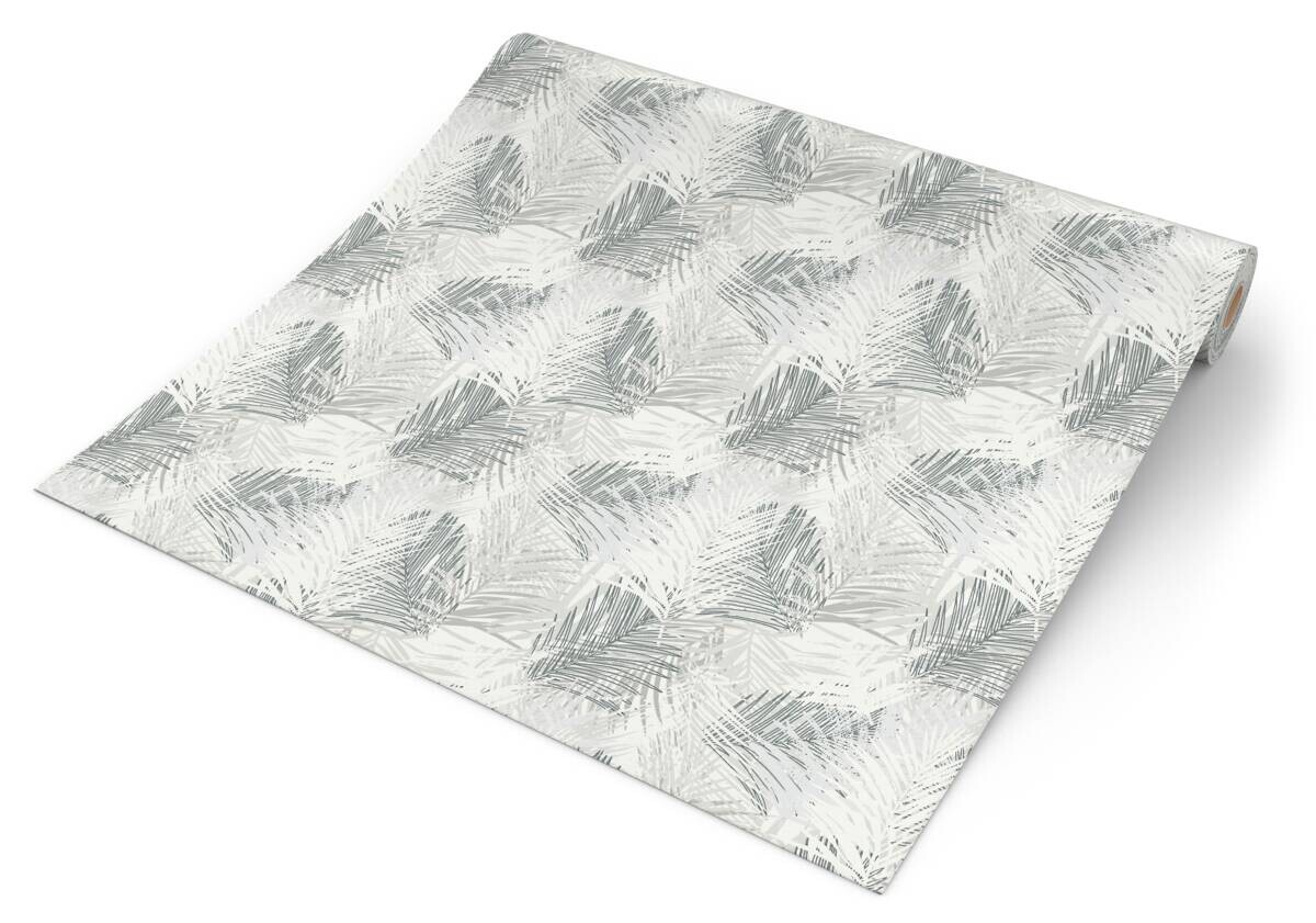 Erismann Vliestapete Palmenblätter weiß grau B/L: ca. 53x1005 cm