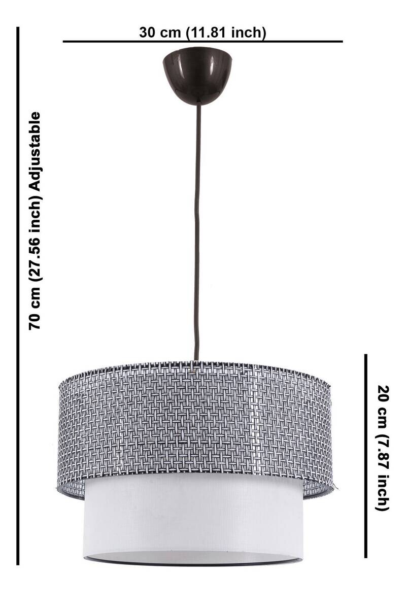 Opviq Pendelleuchte Coral grau weiß Baumwolle Metall B/H/T/L/D: ca. 30x70x30x30x30 cm E27 1 Brennstellen