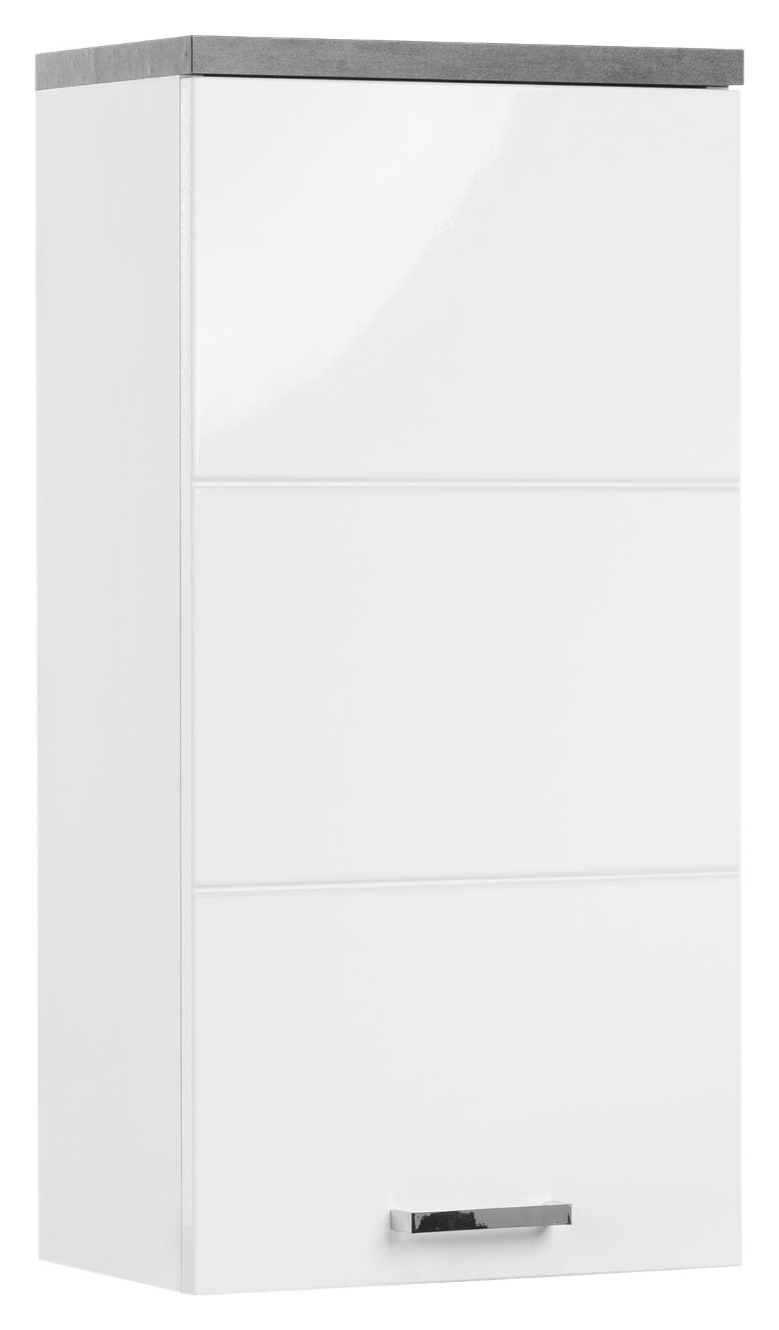 Badhängeschrank Praya Dark Concret weiß Hochglanz B/H/T: ca. 36x71x22 cm