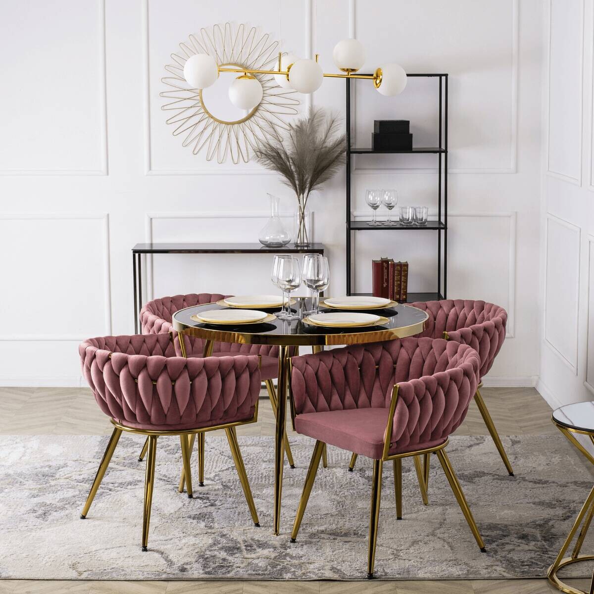 Stuhl CAPRI rosé Velourstoff B/H/T: ca. 65x73x54 cm