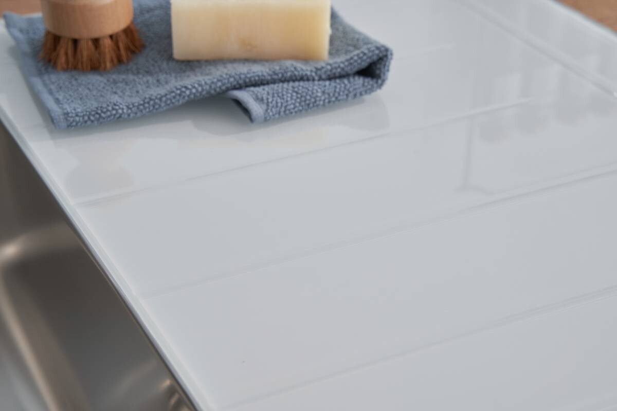 Respekta Einbauspüle New York 100 x 50 W weiß Glas Edelstahl B/H/T: ca. 100x21x50 cm