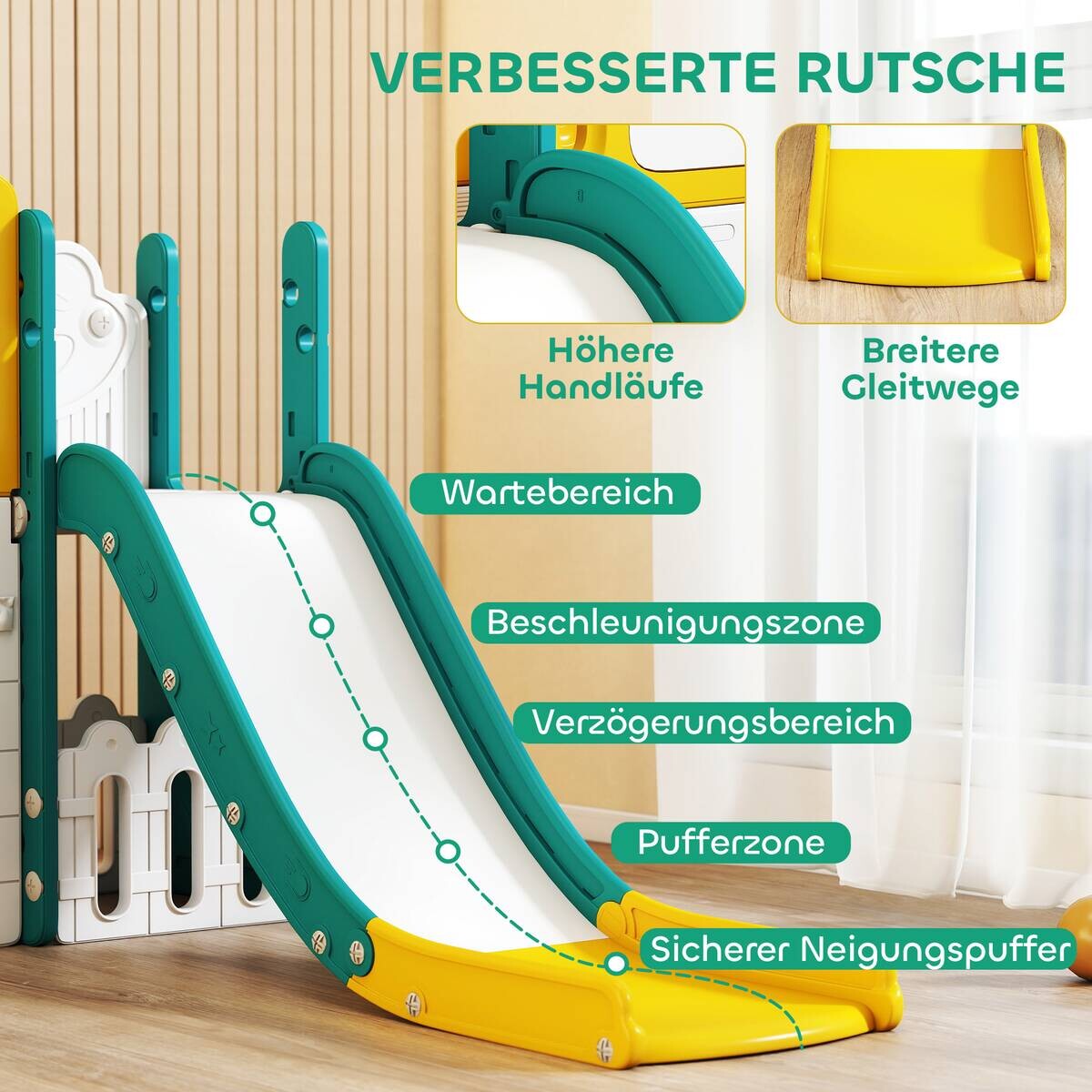 AIYAPLAY Kinderschaukel & Kinderrutsche Set gelb B/H/L: ca. 150x94x250 cm