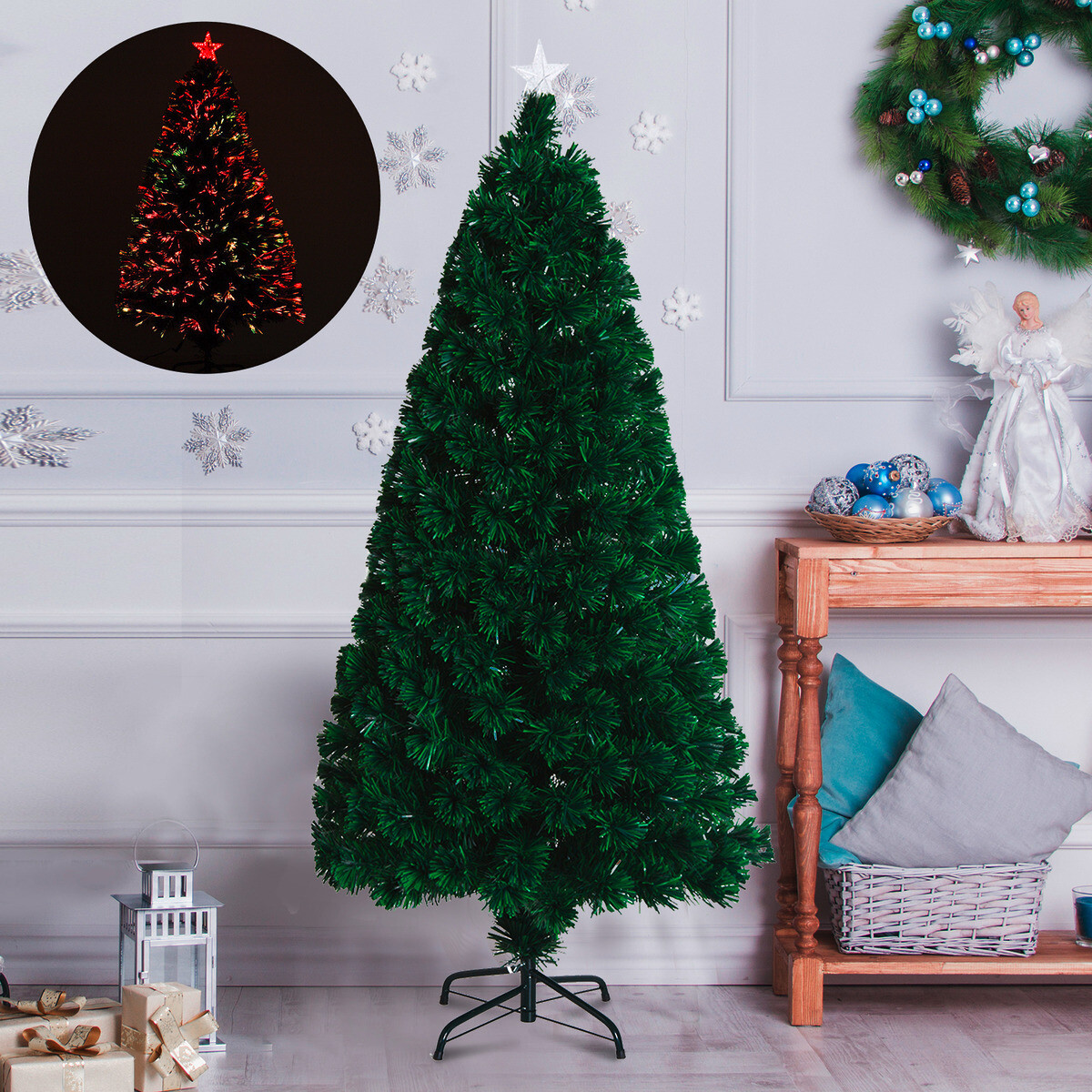 HOMCOM Weihnachtsbaum grün Metall H/D: ca. 120x60 cm