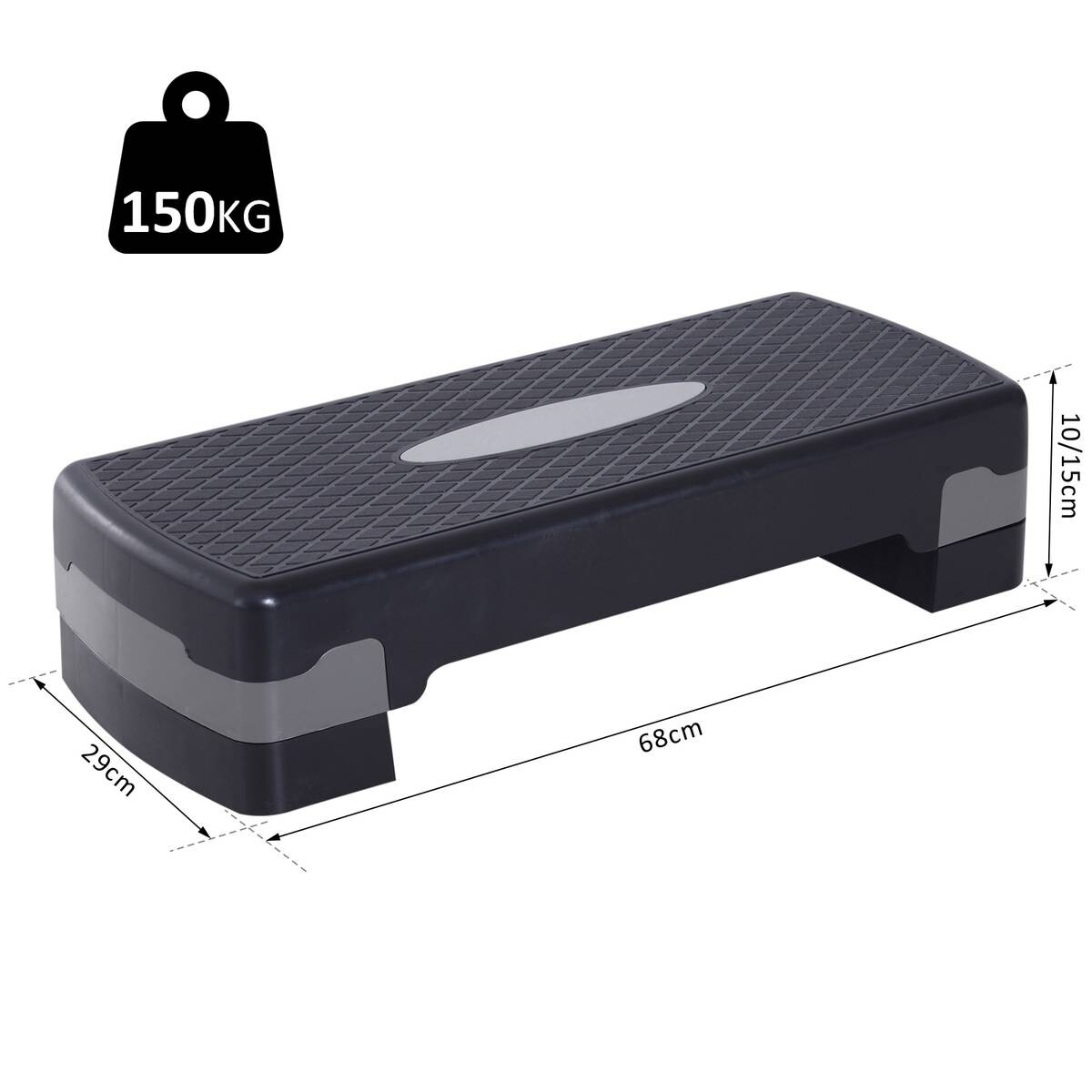 HOMCOM Steppbrett grauschwarz Kunststoff B/H/L: ca. 68x15x29 cm