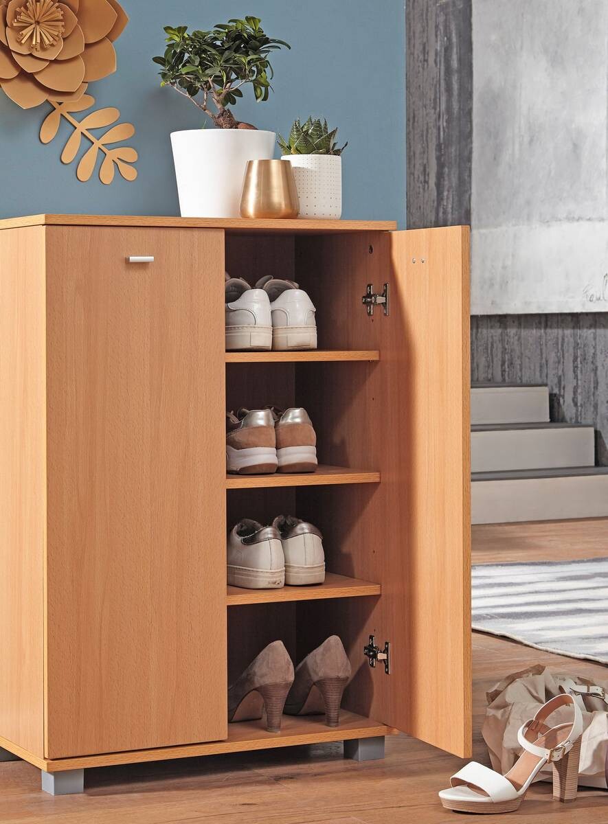 Schuhschrank buche Nachbildung silber B/H/T: ca. 60x90x35 cm