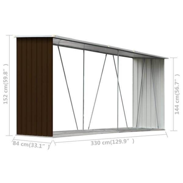 vidaXL Brennholzlager braun B/H: ca. 330x152 cm