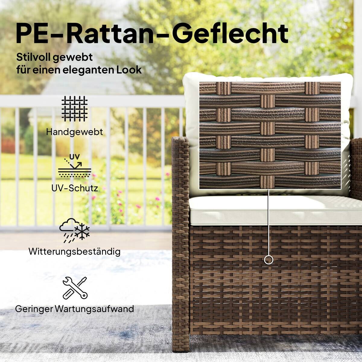Outsunny Balkonmöbel-Set braun Polyester B/H/L: ca. 62x75x65 cm