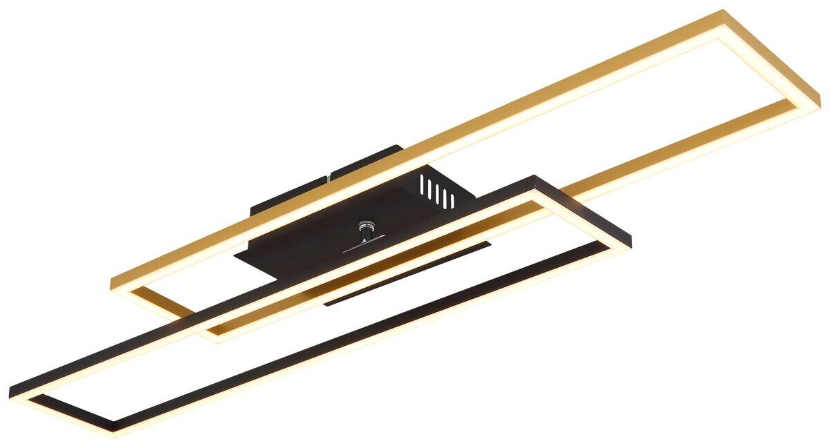 GLOBO LED-Deckenleuchte schwarz gold Metall Aluminium B/H/T: ca. 60x7,5x80 cm