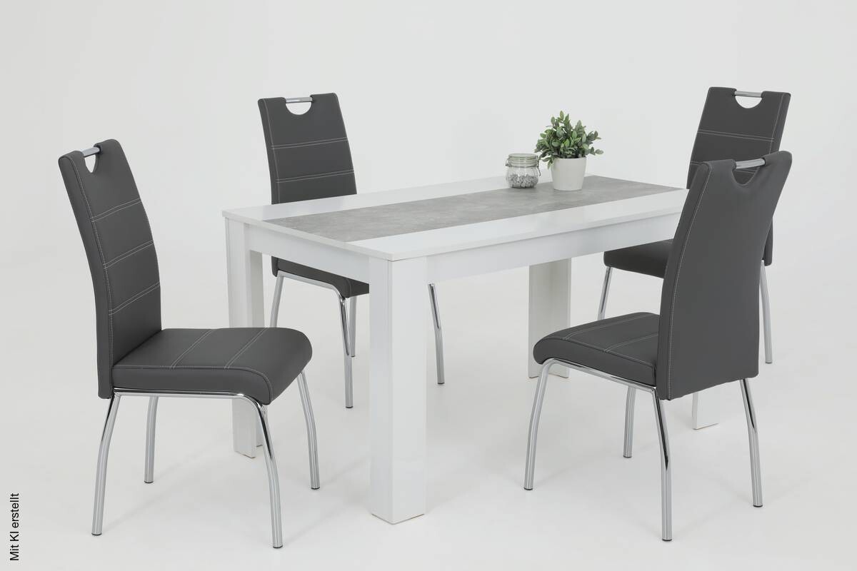 Stuhl Susi 2er Set grau Kunstleder B/H/T: ca. 44x98x61 cm