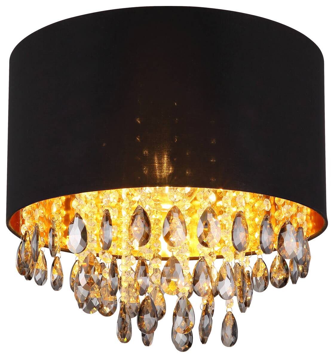 GLOBO Deckenleuchte COLETTA 15776D mattschwarz gold schwarz Metall Kunststoff Textil H/D: ca. 33x40 cm E27 1 Brennstellen