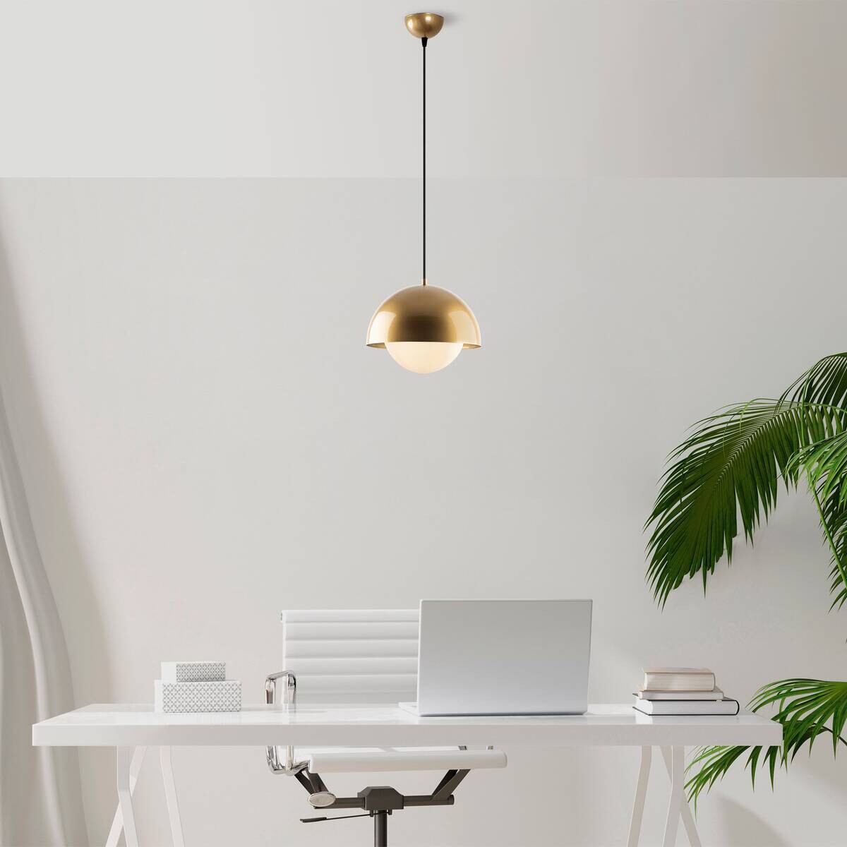 Opviq Pendelleuchte Camgoz-11029 gold Metall Glas B/H/T/L/D: ca. 30x108x30x30x30 cm E27 1 Brennstellen