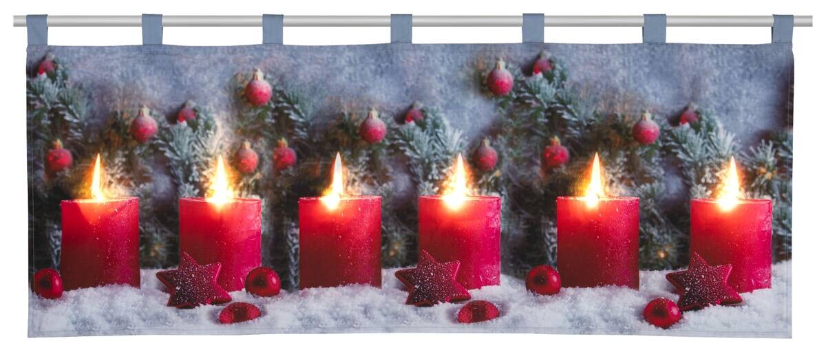 Scheibengardine X-Mas sortiert 100% Polyester B/L: ca. 120x45 cm