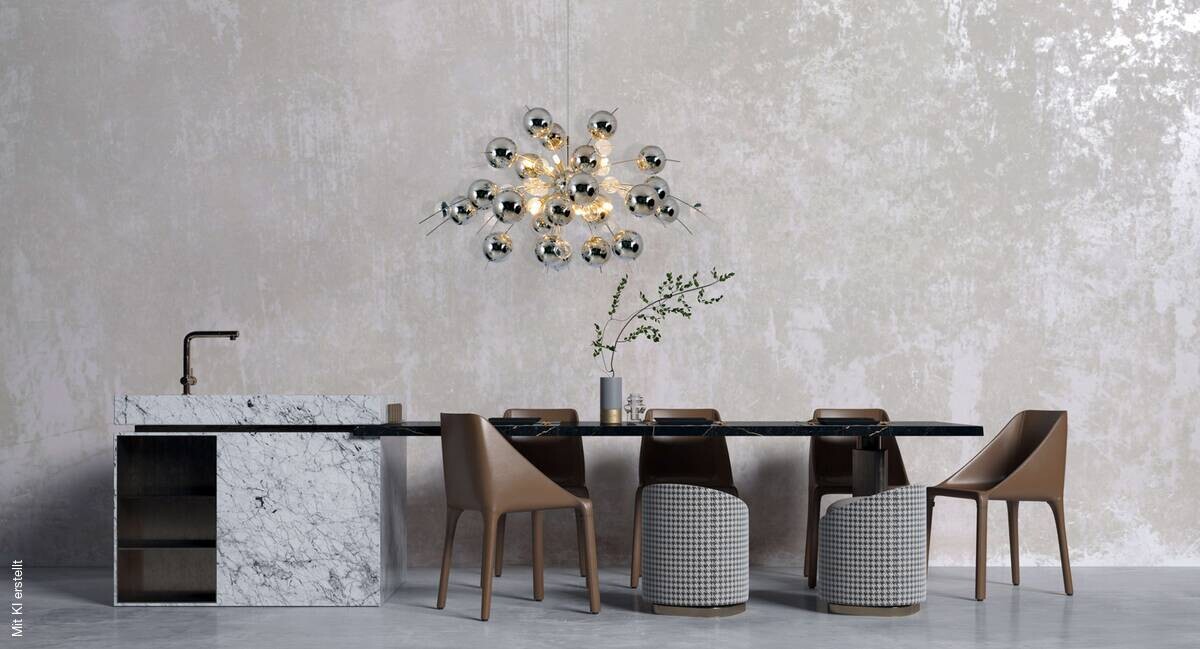 Näve Leuchten Pendelleuchte Chrom Glas Metall B/H/T/D: ca. 98x187x98x98 cm G9 10 Brennstellen