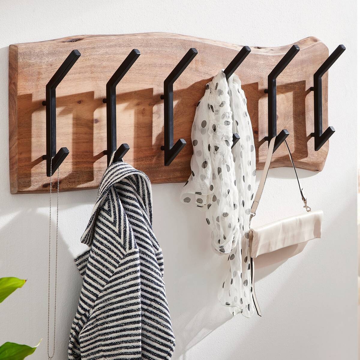 Wandgarderobe natur schwarz pulverbeschichtet B/H/T: ca. 100x29x12,5 cm