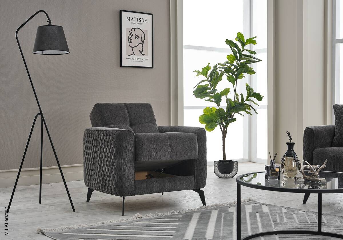 Sofa 3-2-1 Lendor grau Webstoff