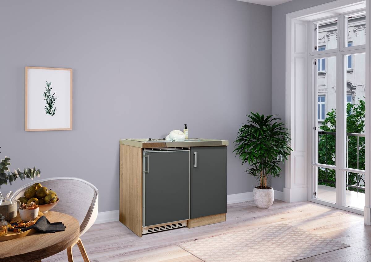 Respekta Miniküche 100 grau matt B/H/T: ca. 100x87x60 cm