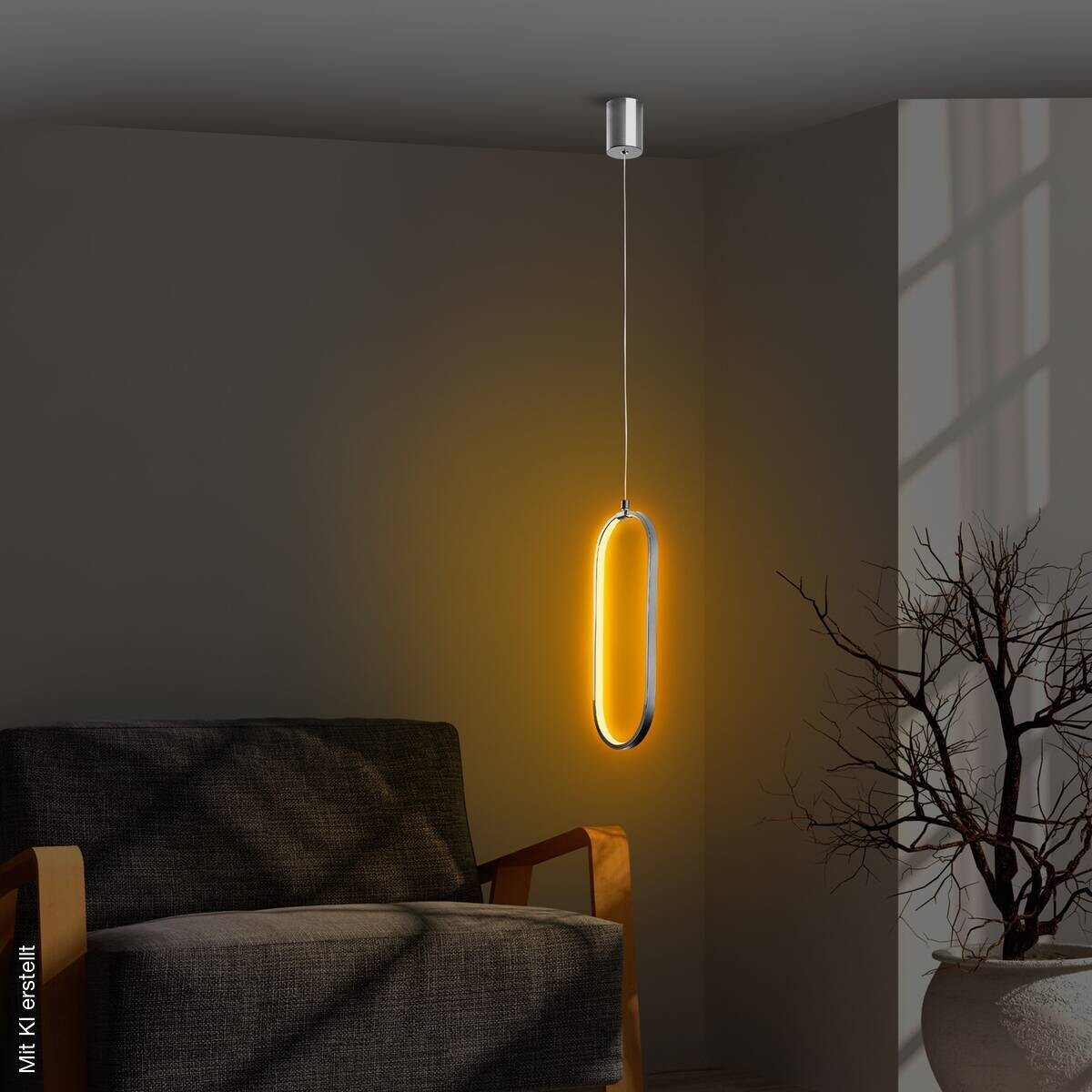 Opviq LED-Pendelleuchte Chrom B/H/T: ca. 17x110x10 cm