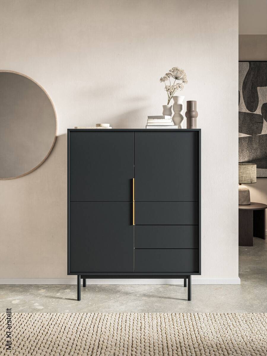 Highboard VIVA schwarz B/H/T: ca. 104x139,5x39 cm