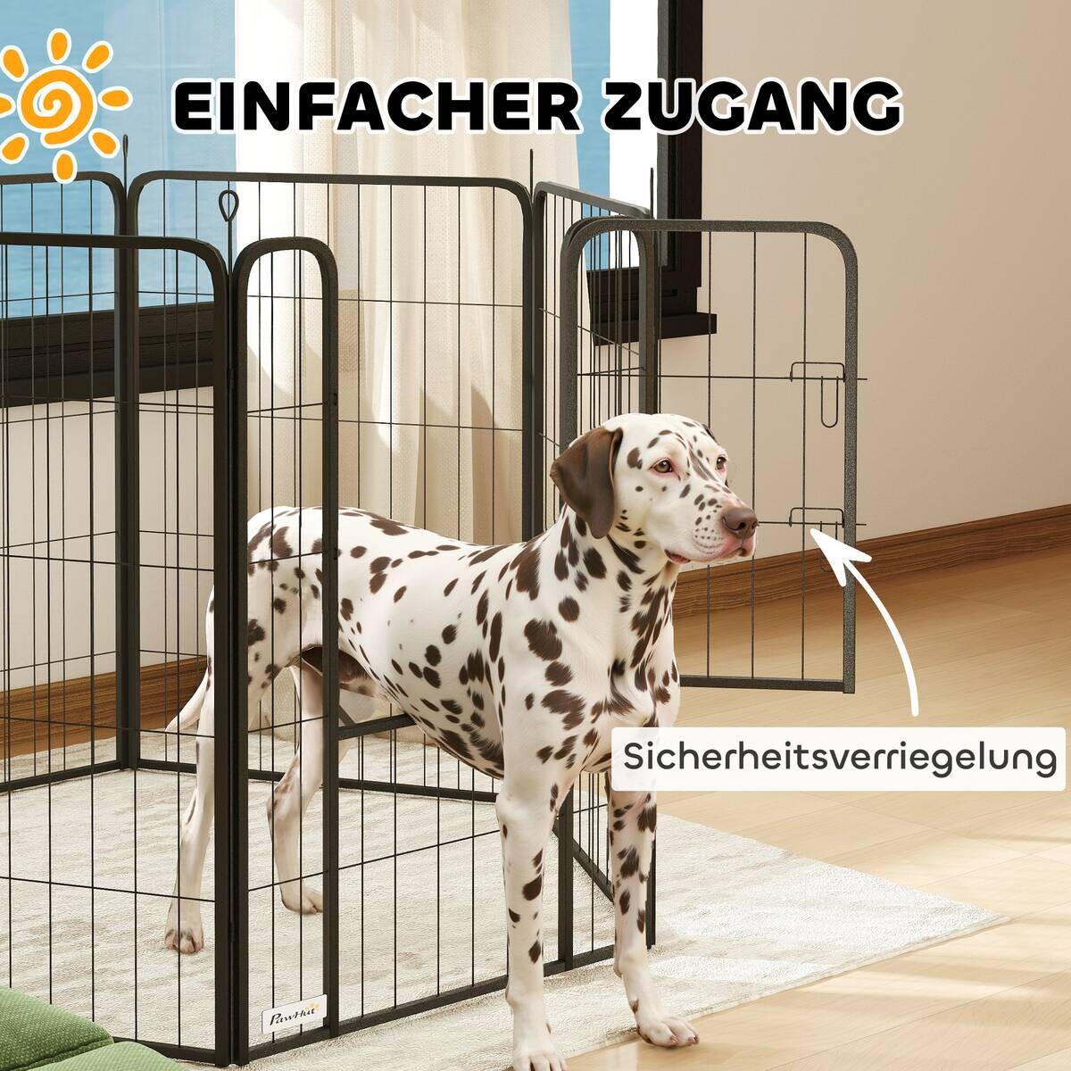 PawHut Welpenlaufstall schwarz Stahl B/H/L: ca. 68x100x136 cm