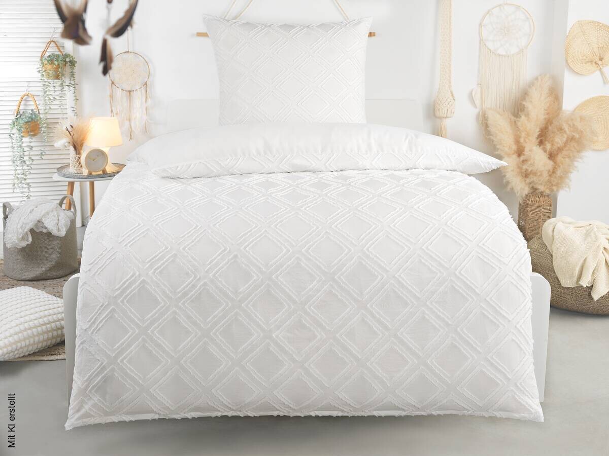 Microfaser Bettwäsche ivory 100% Polyester B/L: ca. 135x200 cm