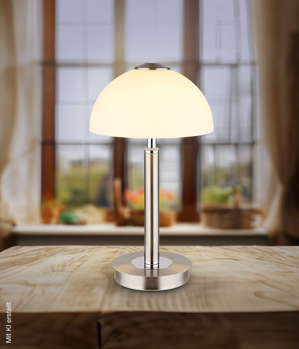 GLOBO LED-Tischleuchte Chrom Opal nickel Metall Glas H/D: ca. 31,5x18 cm 1 Brennstellen